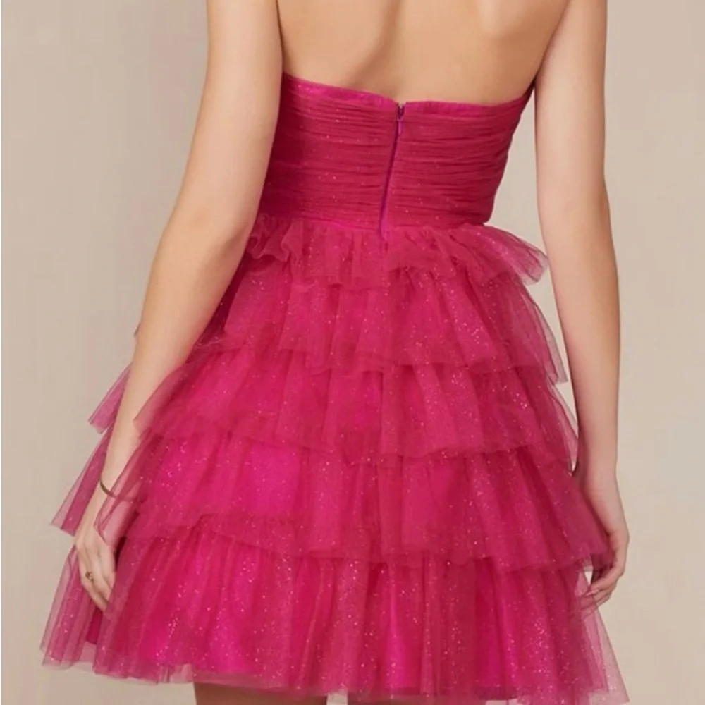 Nox Anabel Pink Strapless Sweetheart Mini Dress for Prom/Bat Mitzvah - Picture 2 of 5
